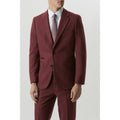Burgundy - Close up - Burton Mens Tweed Slim Suit Jacket