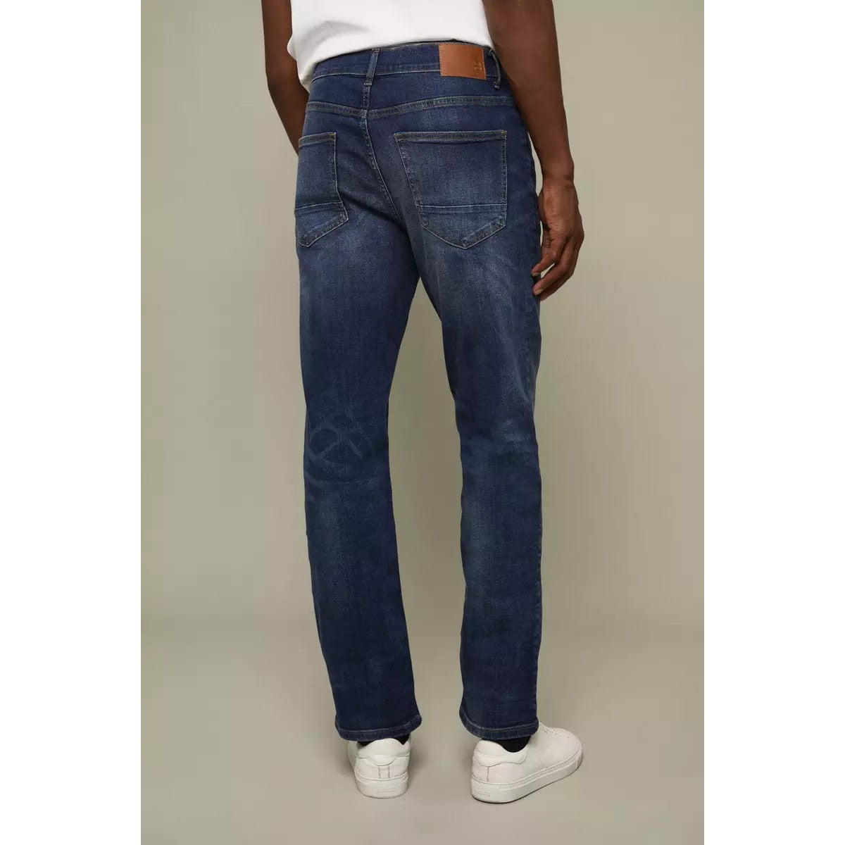 Mid Blue - Back - Burton Mens Straight Jeans
