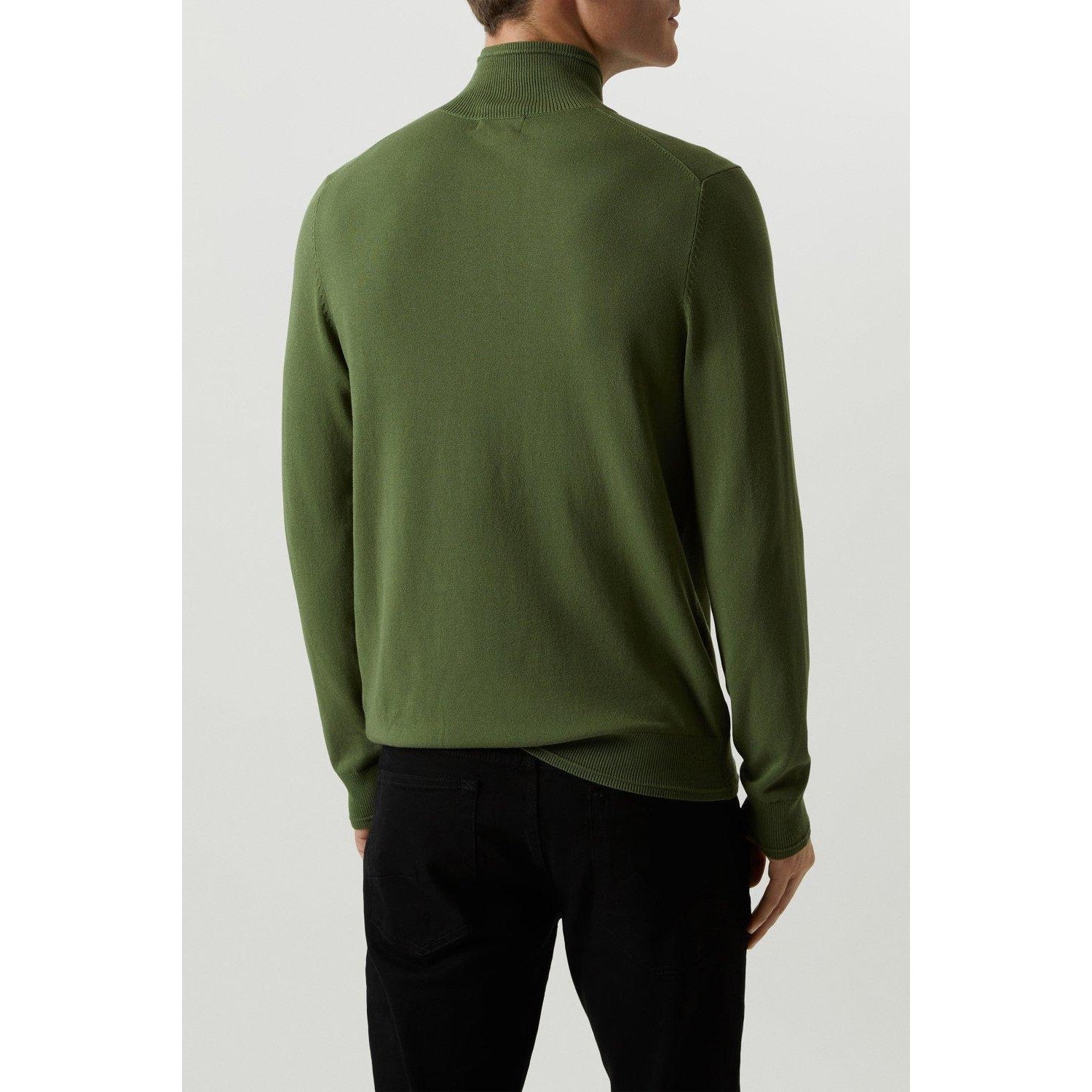 Green - Back - Burton Mens Premium Knitted Funnel Neck Jumper