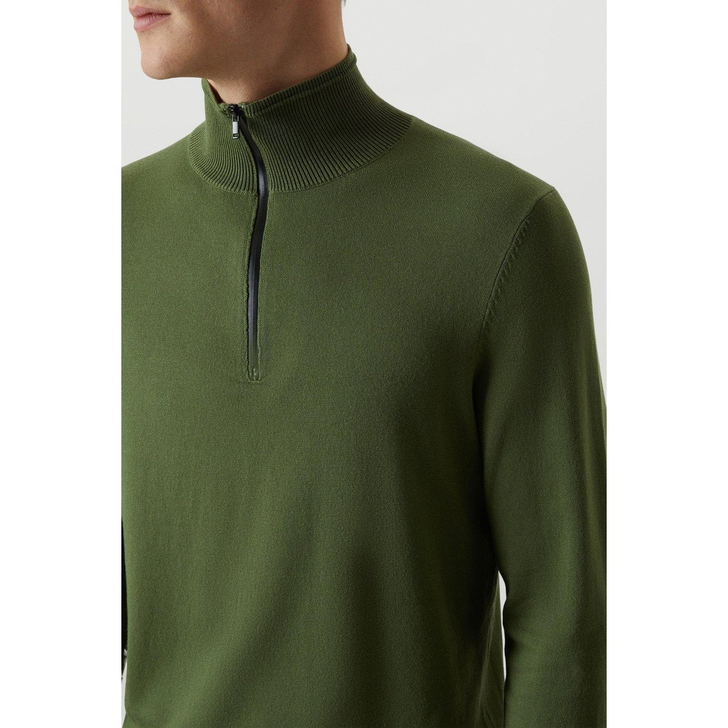 Green - Side - Burton Mens Premium Knitted Funnel Neck Jumper