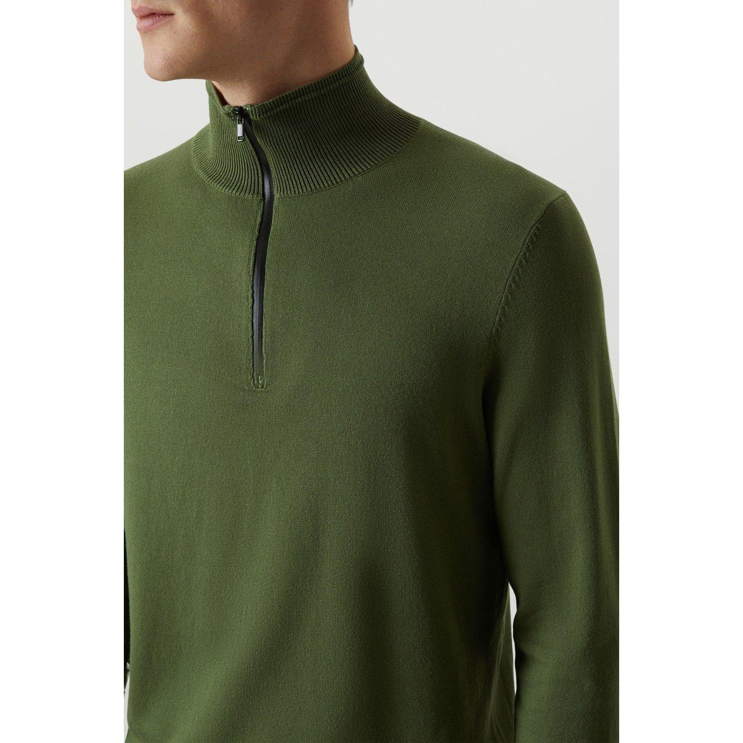 Green - Side - Burton Mens Premium Knitted Funnel Neck Jumper