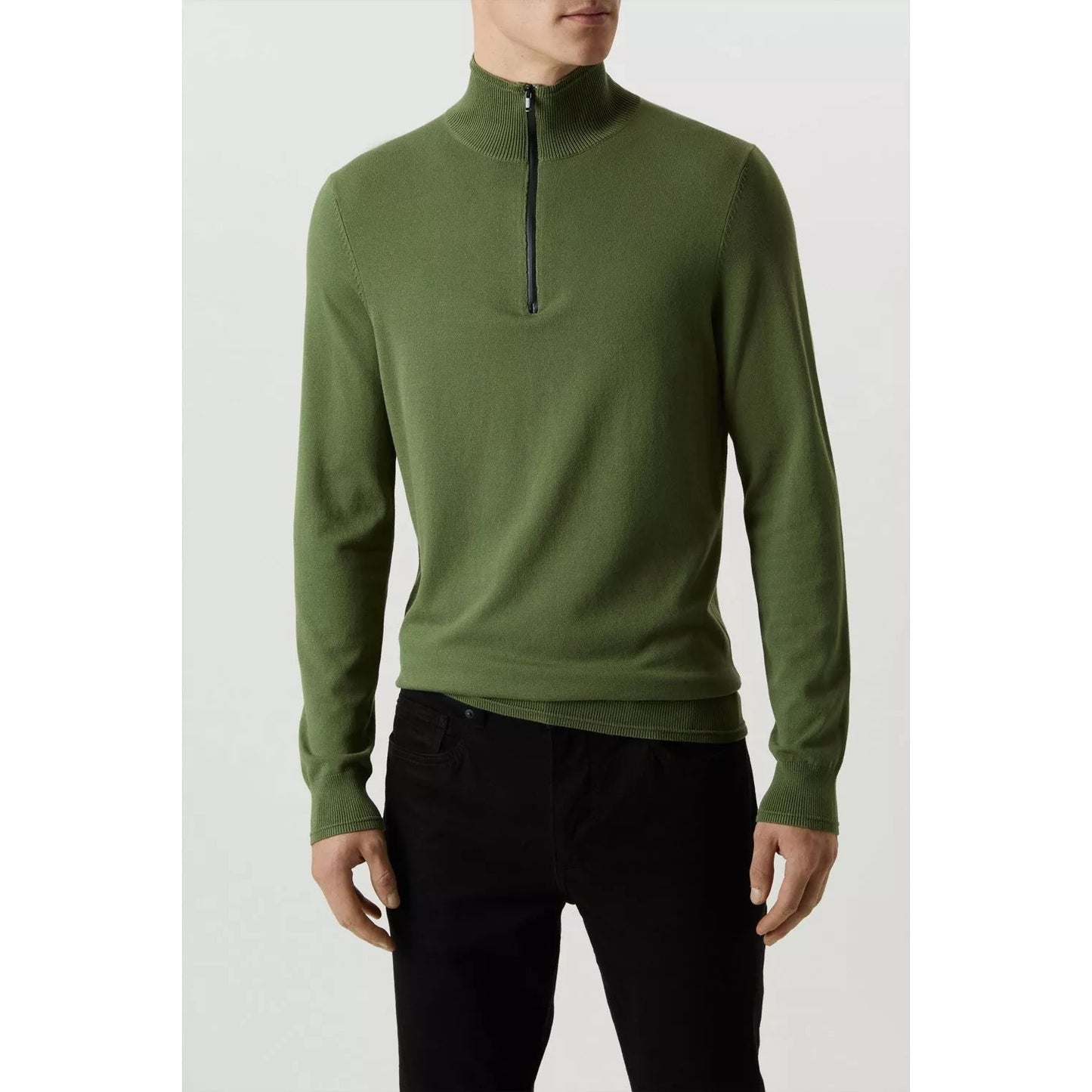 Green - Lifestyle - Burton Mens Premium Knitted Funnel Neck Jumper