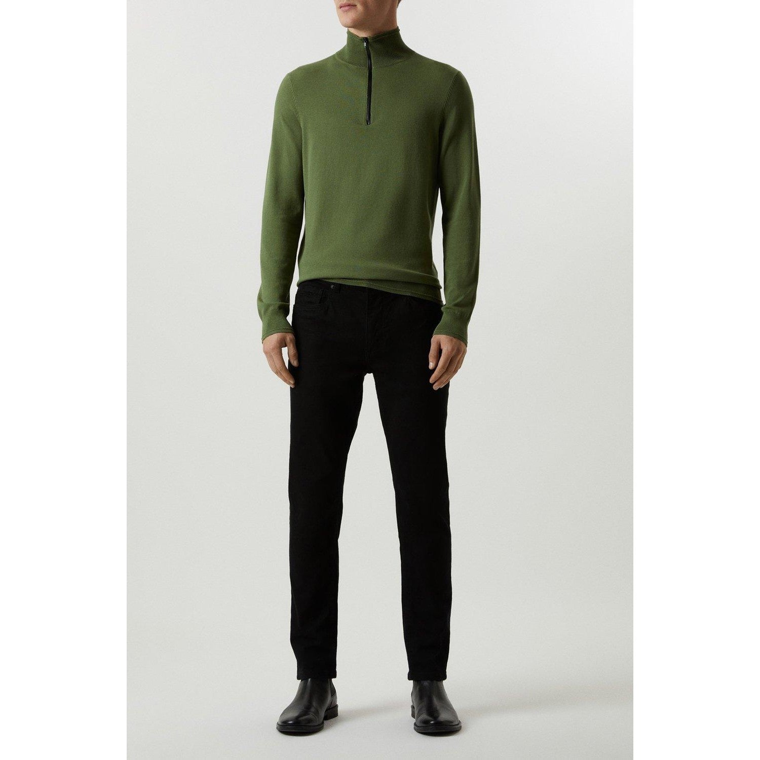 Green - Pack Shot - Burton Mens Premium Knitted Funnel Neck Jumper