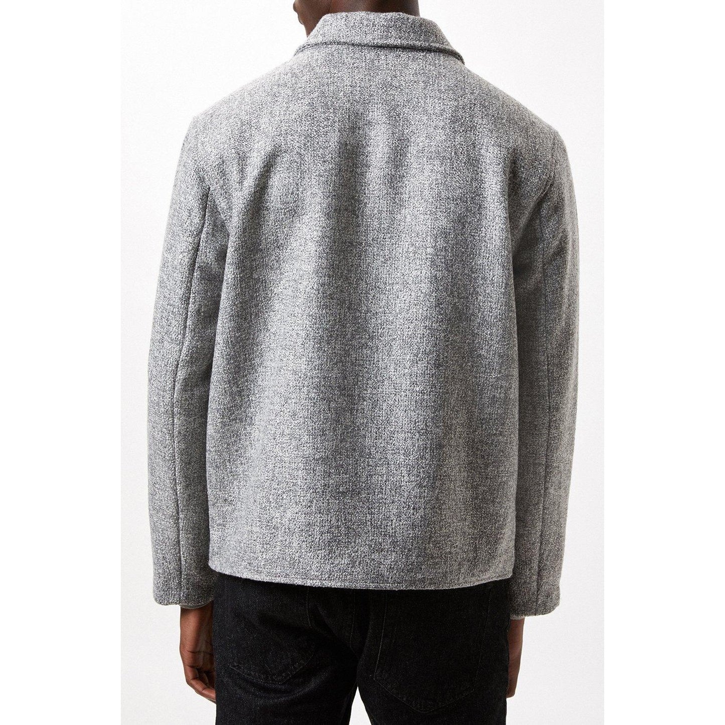 Grey - Back - Burton Mens Textured Collared Jacket