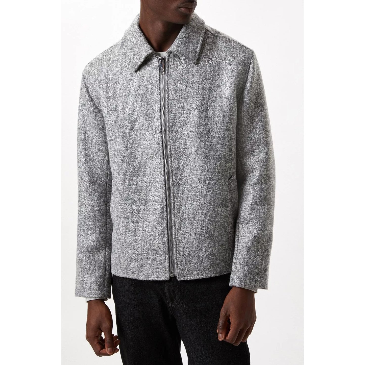 Grey - Side - Burton Mens Textured Collared Jacket