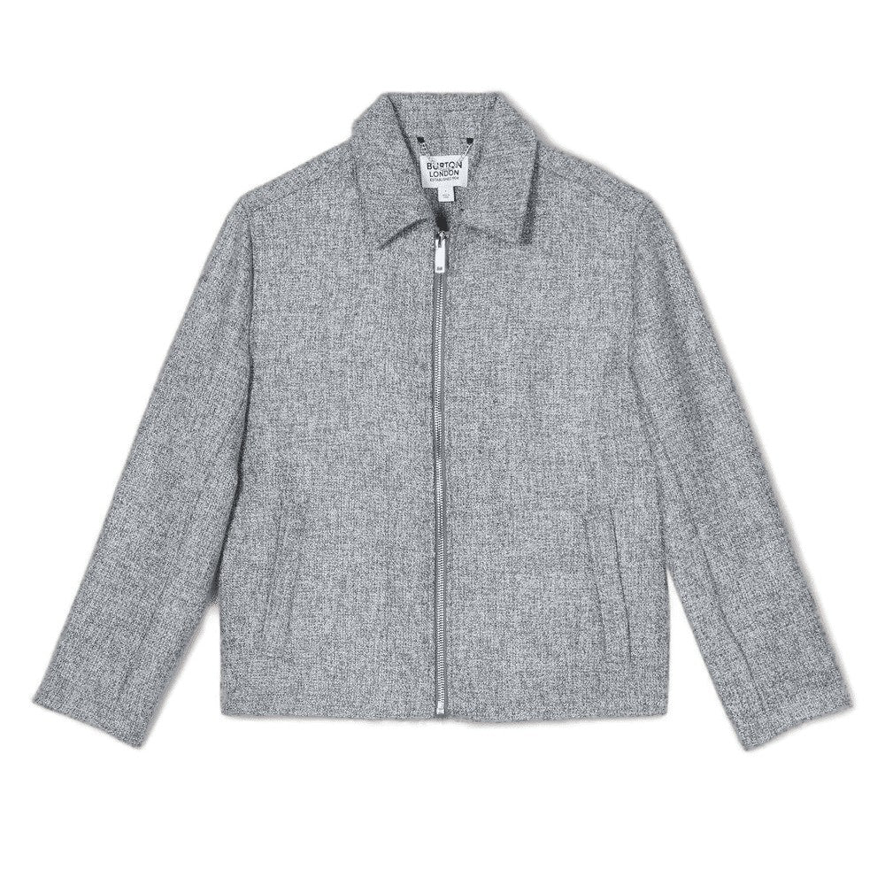 Grey - Front - Burton Mens Textured Collared Jacket