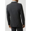 Grey - Back - Burton Mens Grid Checked Skinny Suit Jacket