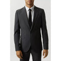 Grey - Side - Burton Mens Grid Checked Skinny Suit Jacket
