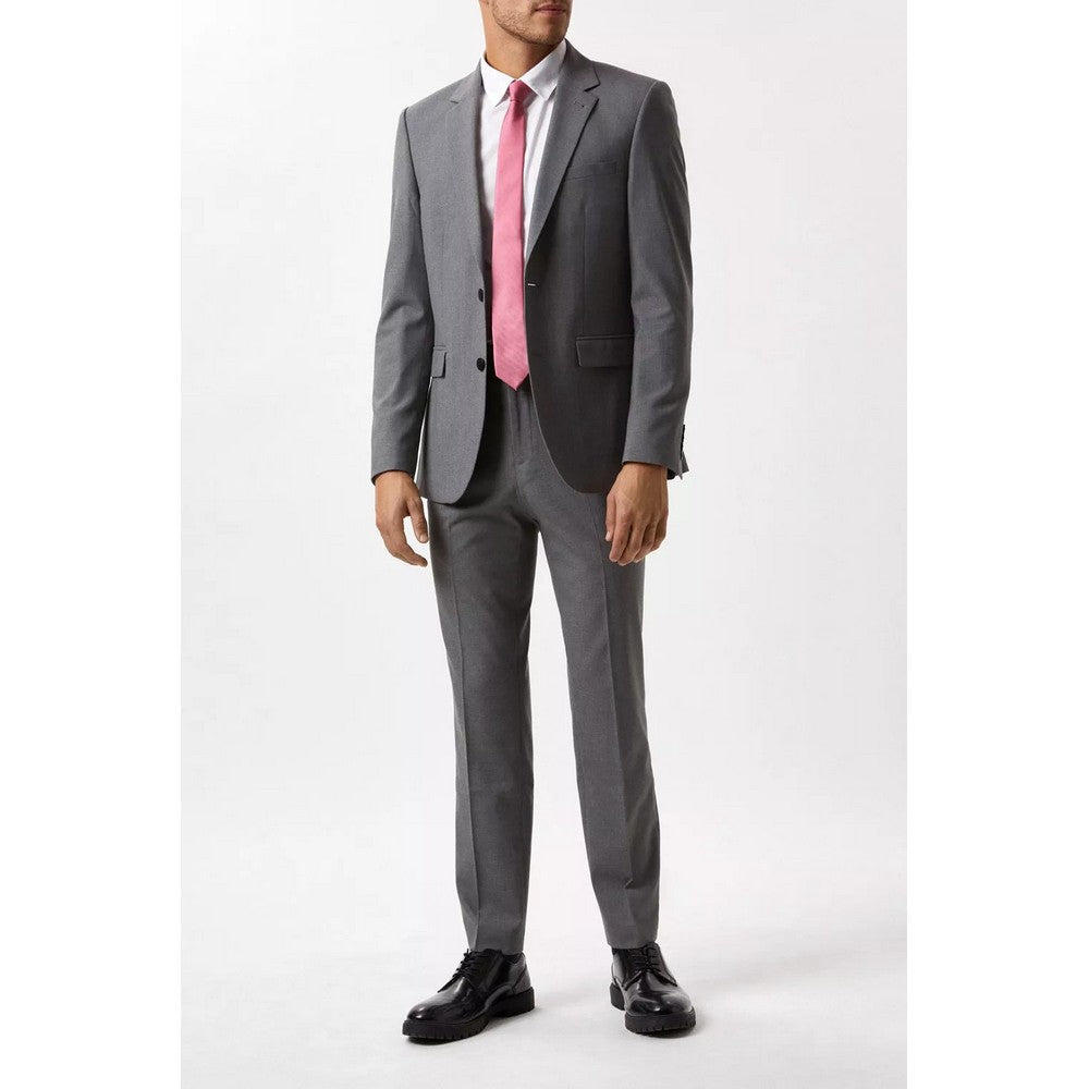 Light Grey - Close up - Burton Mens Essential Slim Suit Jacket