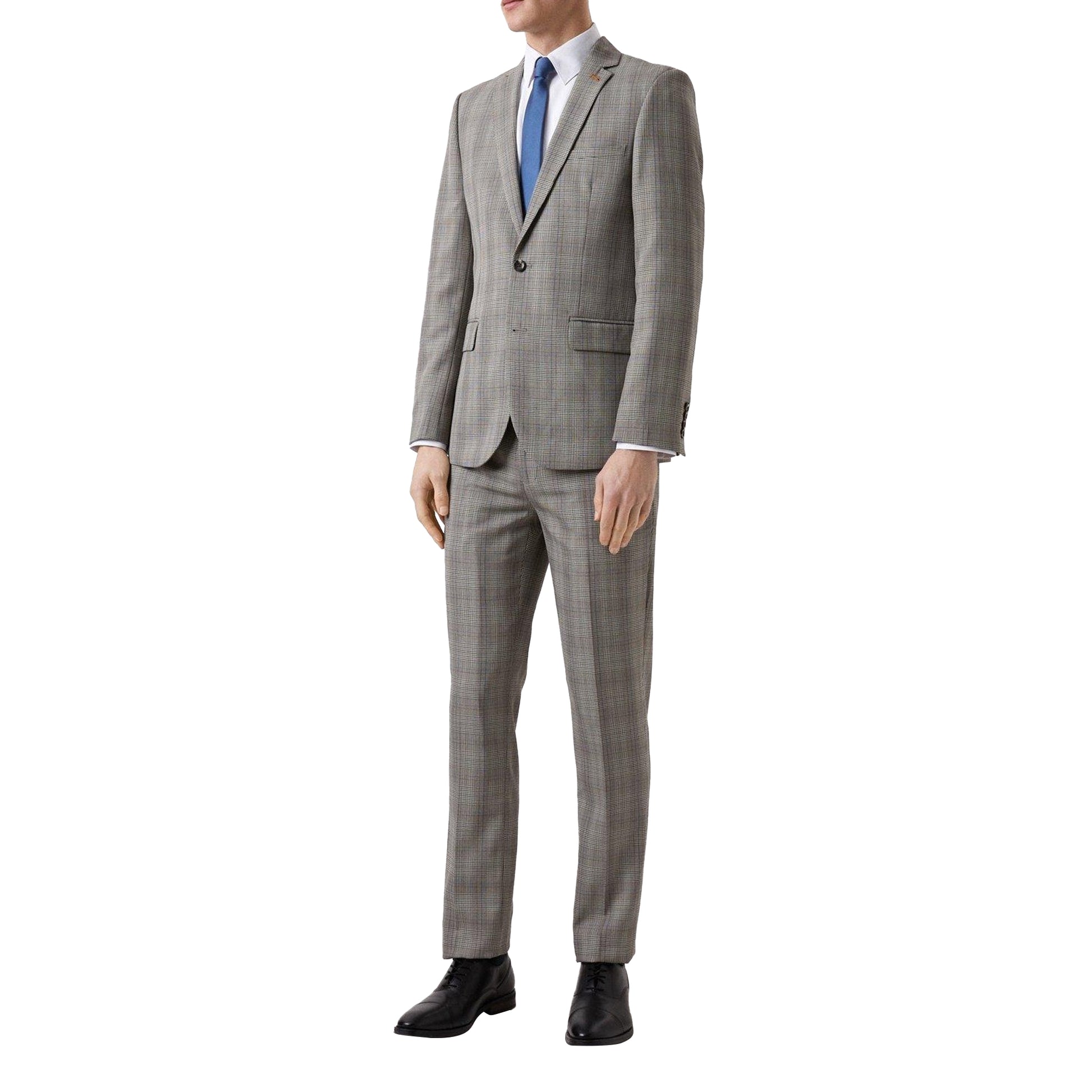 Neutral - Back - Burton Mens Checked Slim Suit Jacket