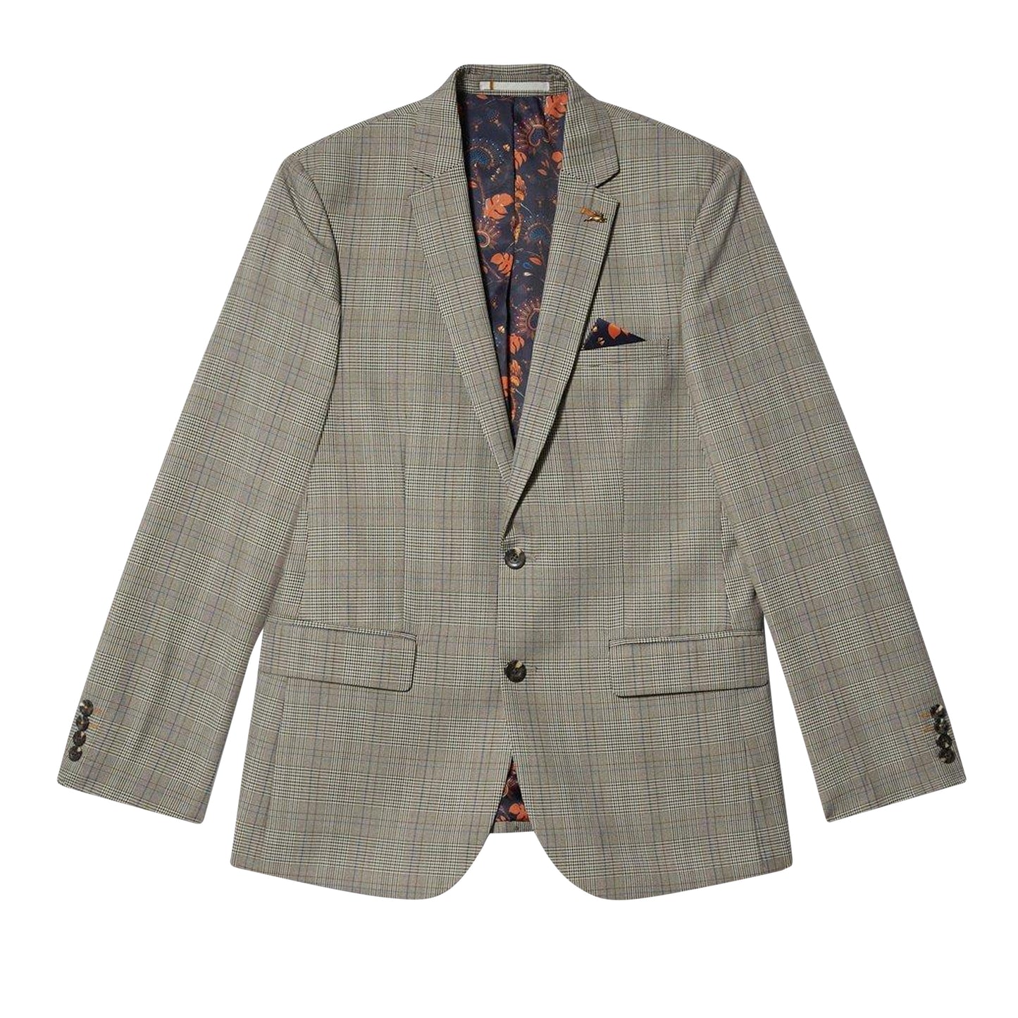 Neutral - Front - Burton Mens Checked Slim Suit Jacket