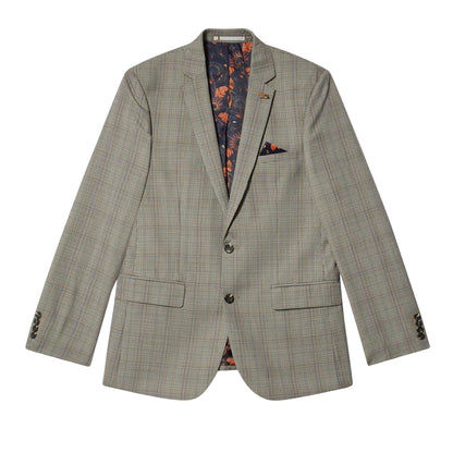 Neutral - Front - Burton Mens Checked Slim Suit Jacket