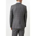 Grey-Blue - Back - Burton Mens Highlight Checked Slim Suit Jacket