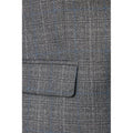 Grey-Blue - Side - Burton Mens Highlight Checked Slim Suit Jacket