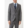 Grey-Blue - Pack Shot - Burton Mens Highlight Checked Slim Suit Jacket