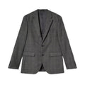 Grey-Blue - Front - Burton Mens Highlight Checked Slim Suit Jacket