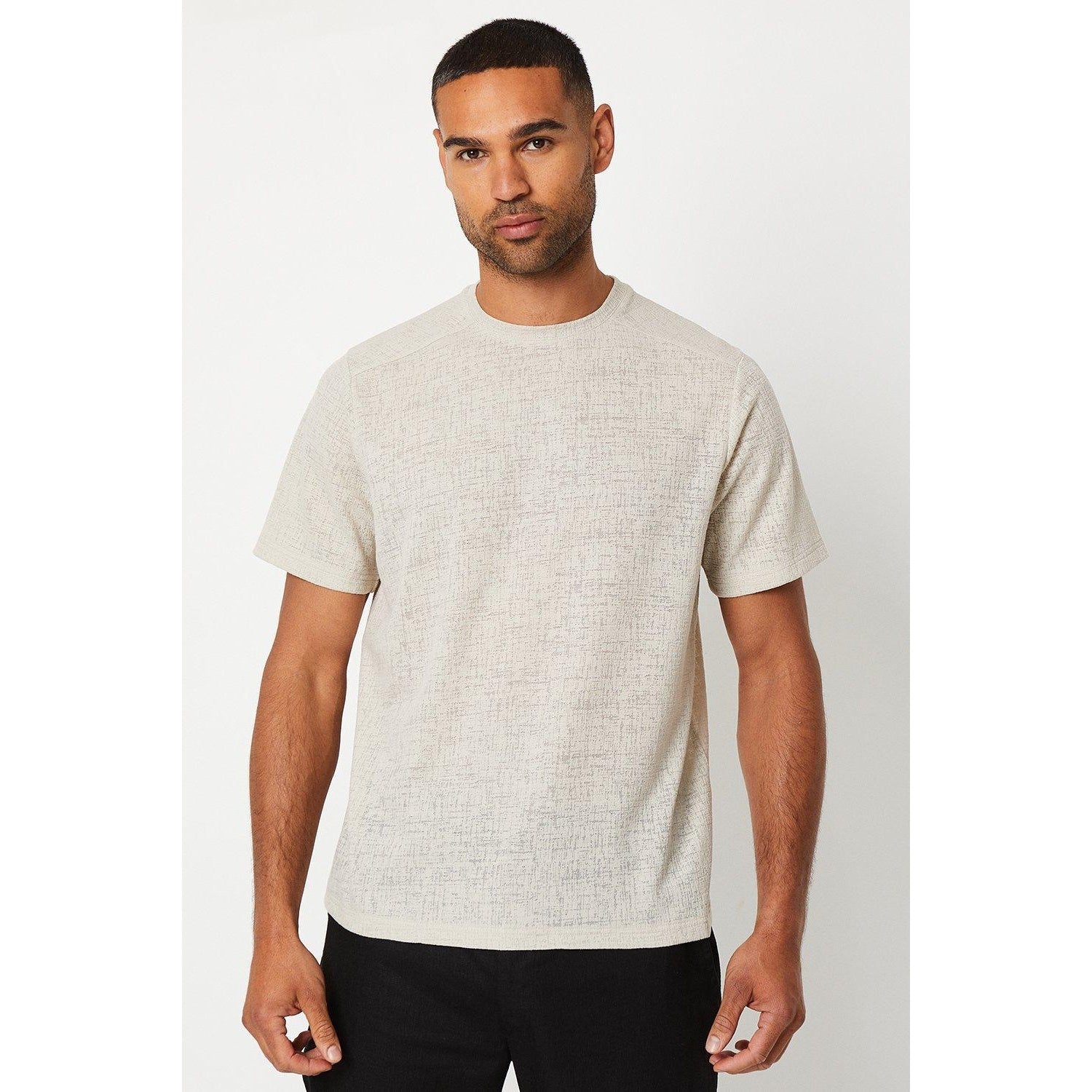 Off White - Front - Burton Mens Textured T-Shirt