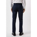 Navy - Back - Burton Mens Small Scale Check Slim Suit Trousers