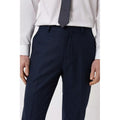 Navy - Side - Burton Mens Small Scale Check Slim Suit Trousers