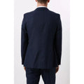 Navy - Back - Burton Mens Small Scale Check Slim Suit Jacket