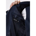 Navy - Side - Burton Mens Small Scale Check Slim Suit Jacket