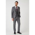 Grey - Side - Burton Mens Grid Checked Skinny Suit Jacket