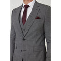 Grey - Lifestyle - Burton Mens Grid Checked Skinny Suit Jacket