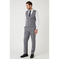Grey - Side - Burton Mens Herringbone Double-Breasted Tailored Waistcoat