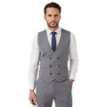 Grey - Front - Burton Mens Herringbone Double-Breasted Tailored Waistcoat