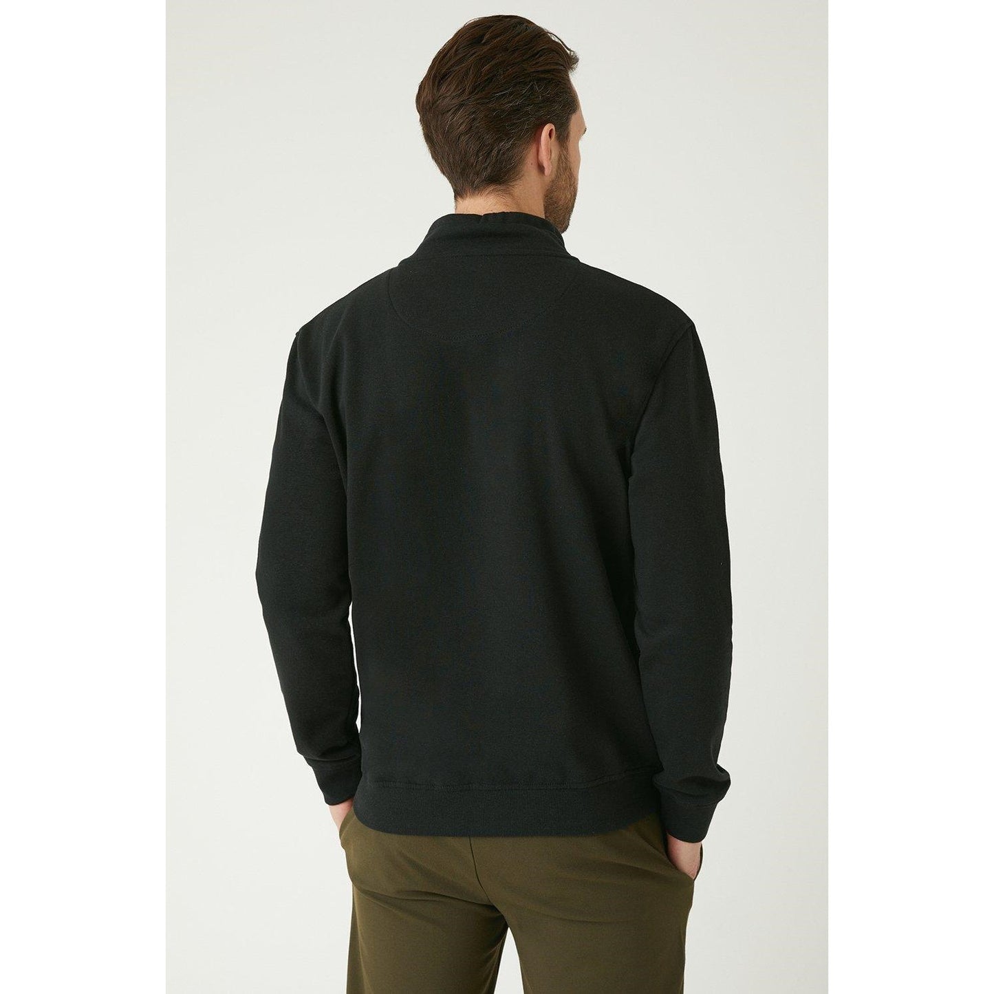 Black - Back - Burton Mens Zip Funnel Neck Sweatshirt