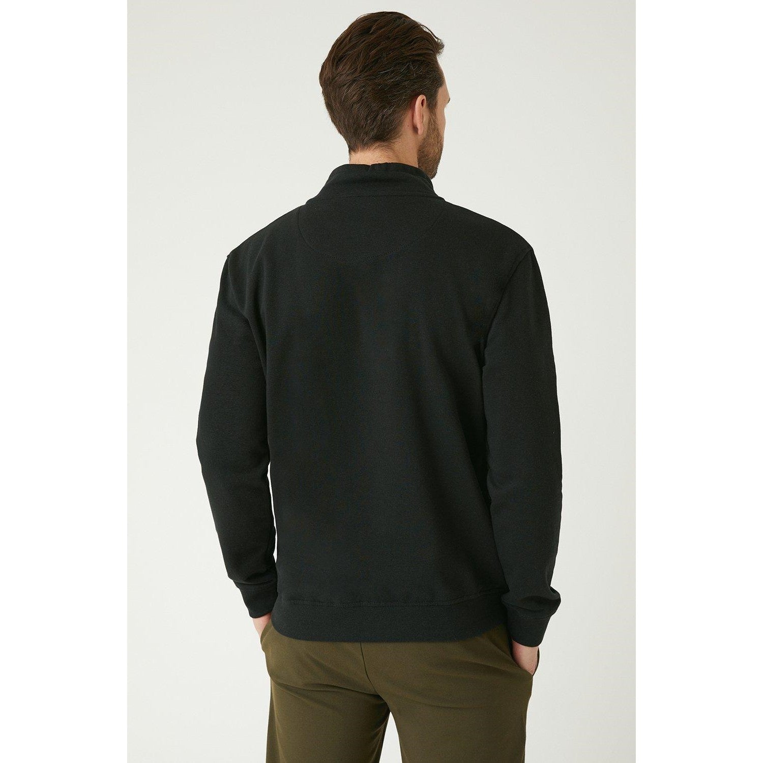 Black - Back - Burton Mens Zip Funnel Neck Sweatshirt