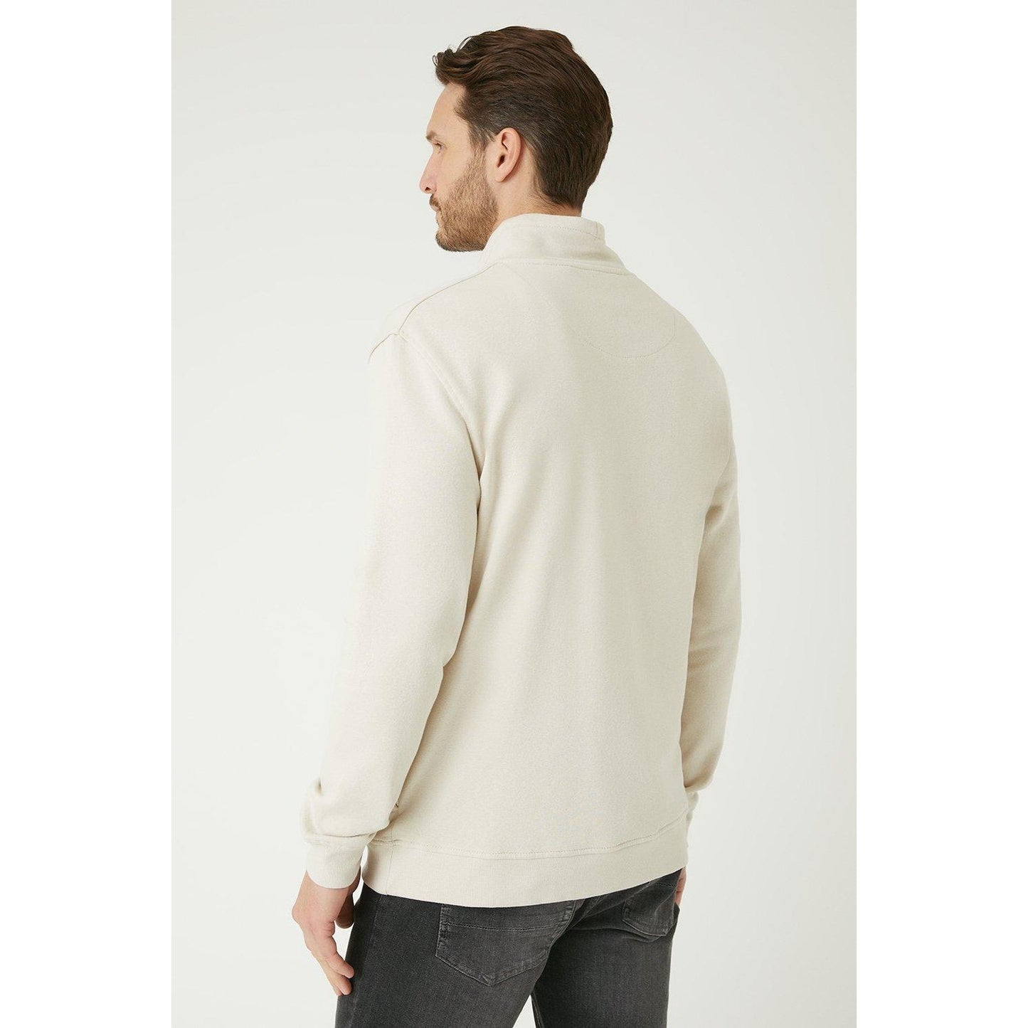 Off White - Back - Burton Mens Zip Funnel Neck Sweatshirt