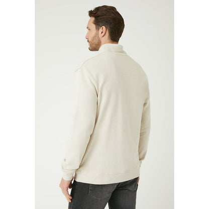 Off White - Back - Burton Mens Zip Funnel Neck Sweatshirt