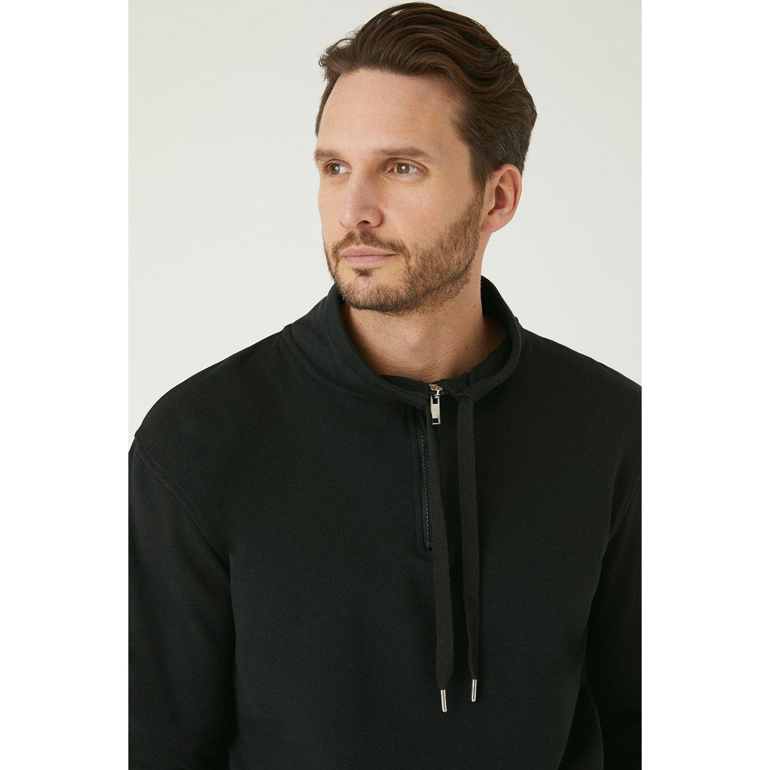 Black - Side - Burton Mens Zip Funnel Neck Sweatshirt