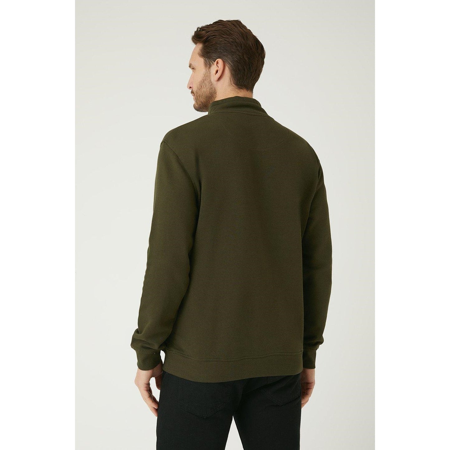 Khaki - Back - Burton Mens Zip Funnel Neck Sweatshirt