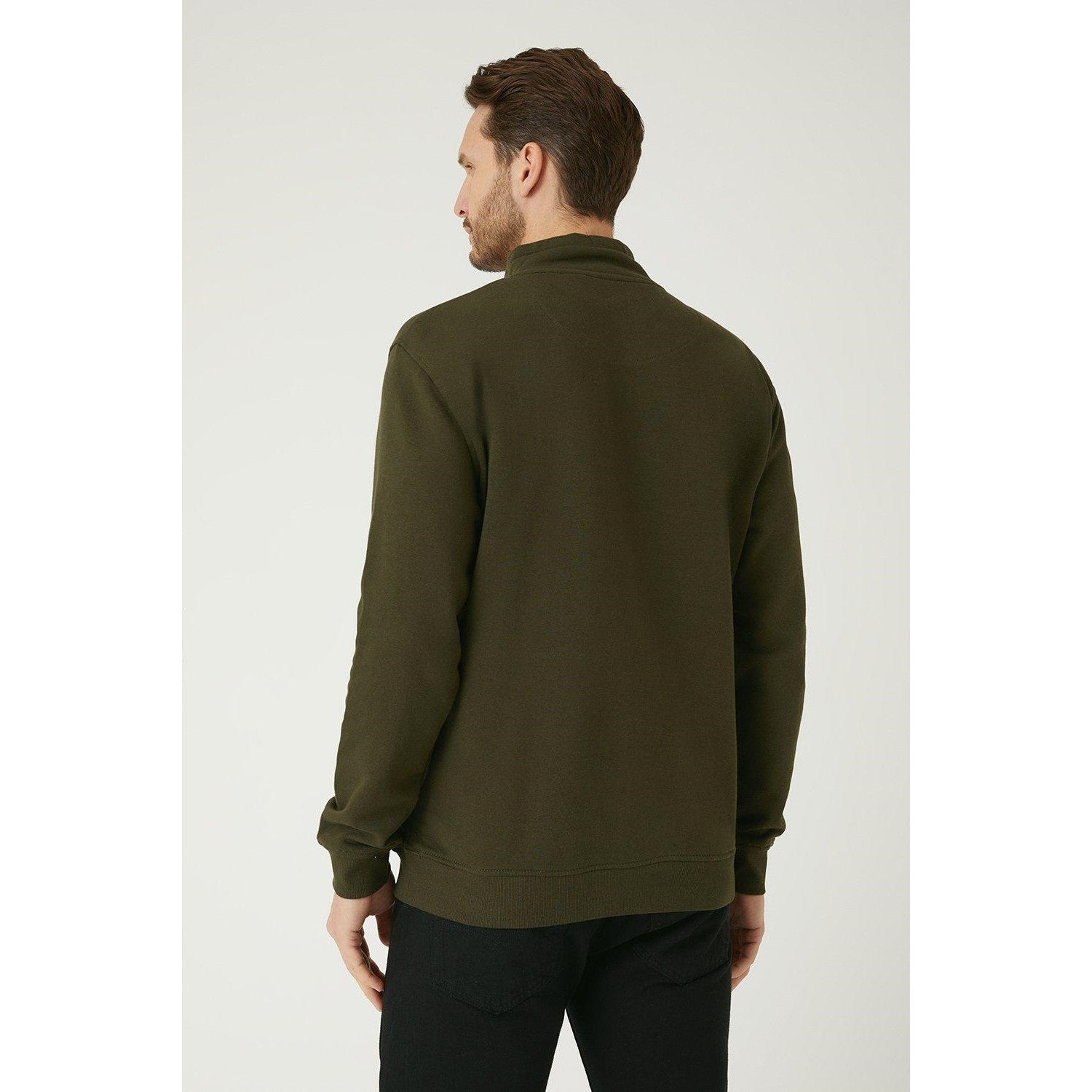 Khaki - Back - Burton Mens Zip Funnel Neck Sweatshirt