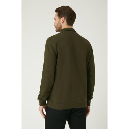 Khaki - Back - Burton Mens Zip Funnel Neck Sweatshirt
