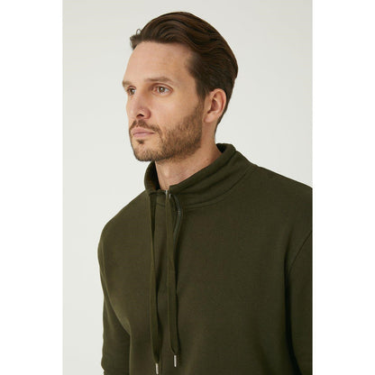 Khaki - Side - Burton Mens Zip Funnel Neck Sweatshirt