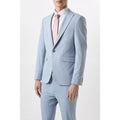 Pale Blue - Close up - Burton Mens End On End Single-Breasted Skinny Suit Jacket