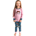 Pink-Blue-Brown - Front - LazyOne Childrens-Kids Pasture Bedtime Long Sleeved Pyjama Set