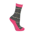 Grey-Pink - Side - Little Rider Childrens-Kids Merry Go Round Socks (Pack of 3)