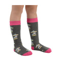 Grey-Pink - Close up - Little Rider Childrens-Kids Merry Go Round Socks (Pack of 3)