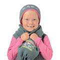 Grey-Pink - Side - Little Rider Merry Go Round Head Band And Scarf Set