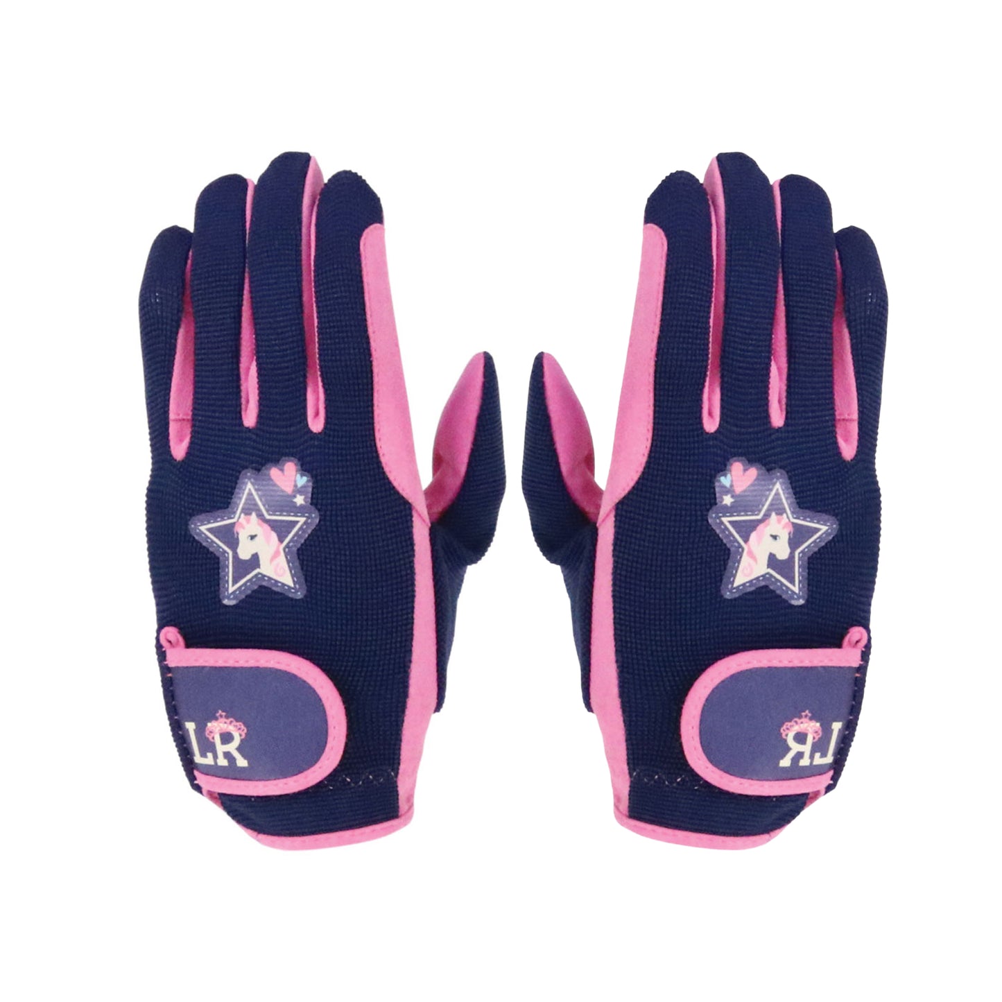 Pink - Side - Little Rider Childrens-Kids I Love My Pony Riding Gloves
