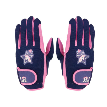 Pink - Side - Little Rider Childrens-Kids I Love My Pony Riding Gloves
