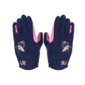 Navy-Pink - Side - Little Rider Childrens-Kids Fleece Riding Gloves