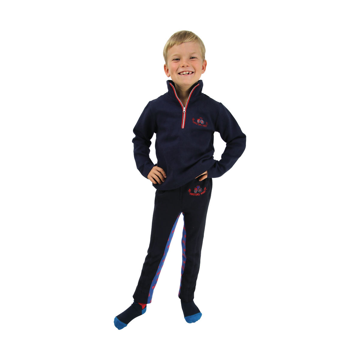 Navy-Red - Front - HyFASHION Childrens-Kids Tractors Rock Sweatshirt