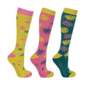 Yellow-Pink-Green - Front - HyFASHION Unisex Adult Tropical Socks (Pack of 3)