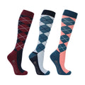 Multicoloured - Front - Hy Womens-Ladies Synergy Argyle Boot Socks