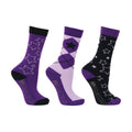 Purple-Lilac-Black - Front - Hy Childrens-Kids Stella Socks Set (Pack of 3)